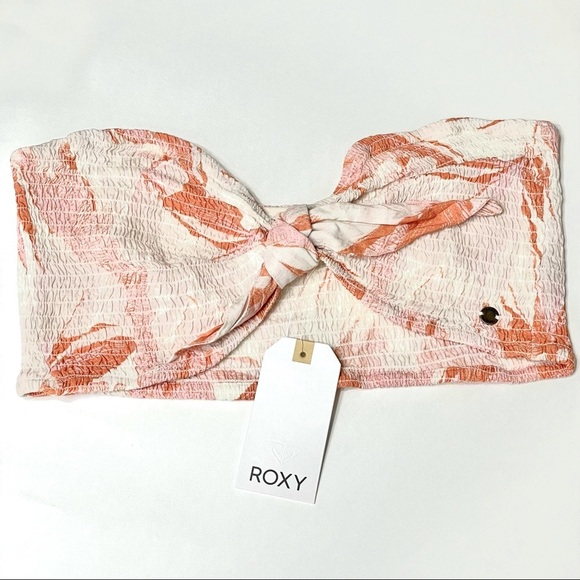 Roxy NWT floral peach coral white knot tie bandeau - Picture 12 of 12